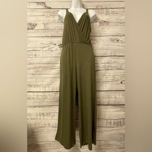 Olive Green Jersey Knit Jumpsuit